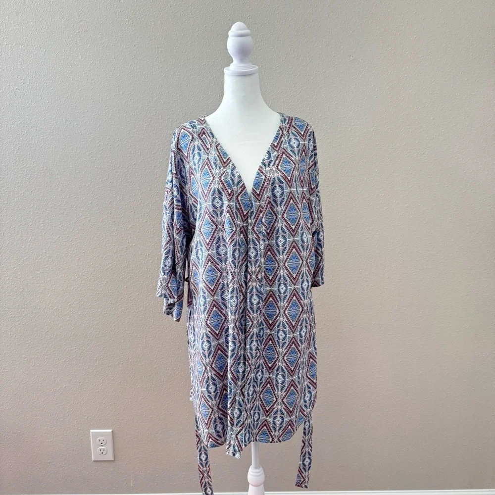 Geometric Patterned Kimono Robe - Picture 4 of 8